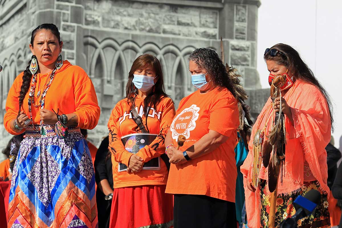 The “Remember Me” gathering on Parliament Hill was led by Indigenous women. Jonel Beauvais (left) from Akwesasne was among those who spoke.