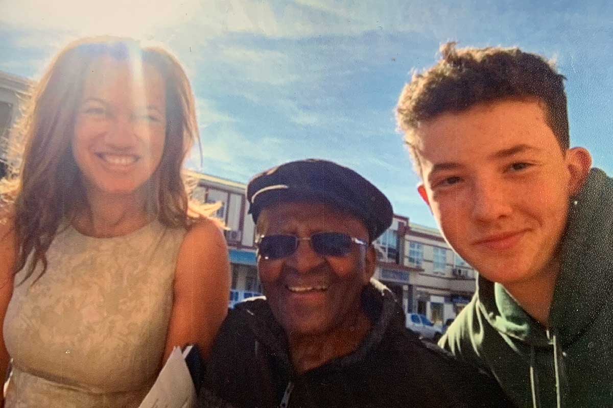 Julia Thompson and her son Ezra met up with Archbishop Tutu again in 2018.