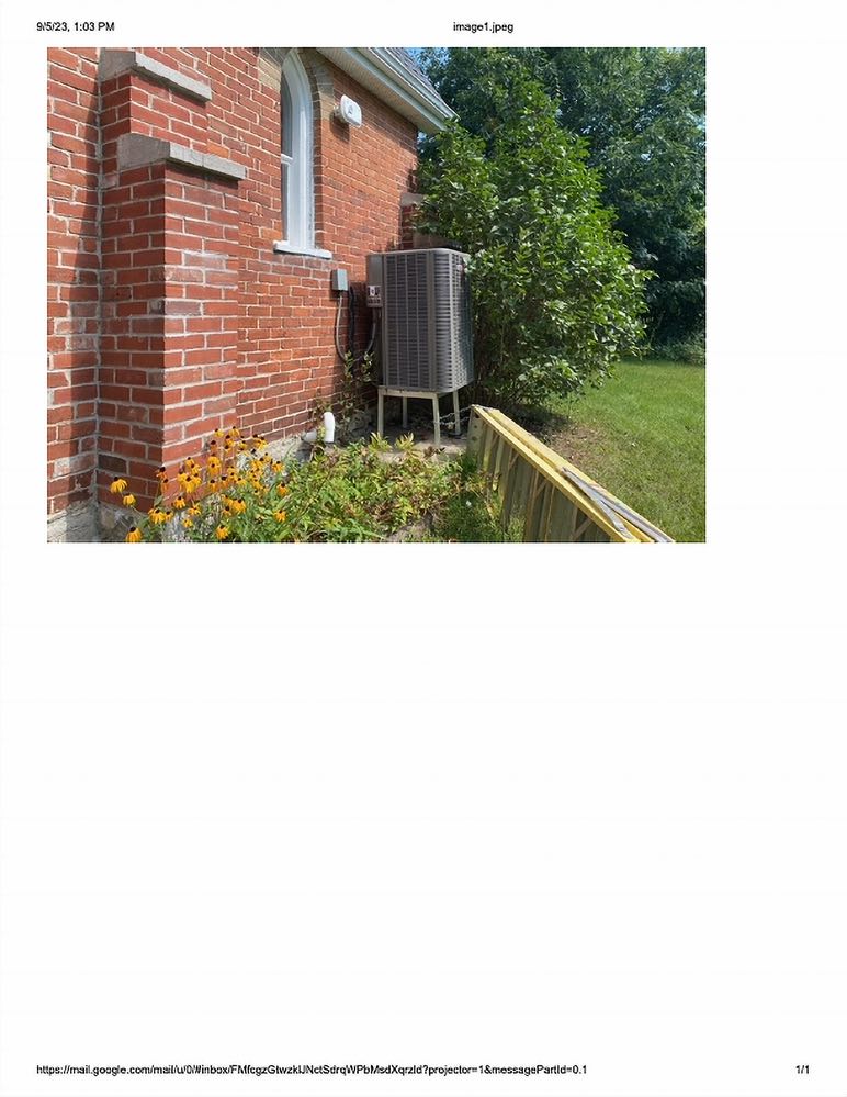 Heat pump on the exterior of St. Mary the Virgin Church