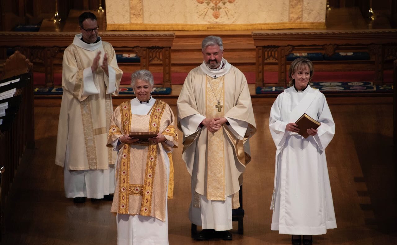 The Rev. Jarrett Carty, Rev. Liana Gallant, Bishop Shane Parker and the Rev. Karen McBride at the altar of Christ Church Cathedral in Ottawa.
