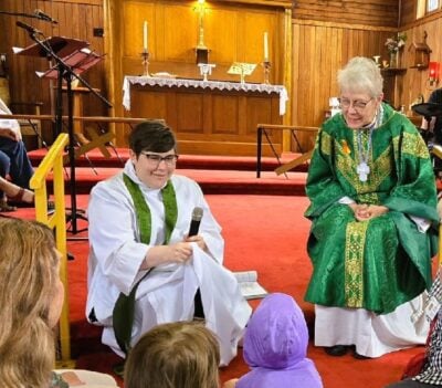 Archbishop Linda Nicholls with the Rev. Leslie Flynn at St. Philip