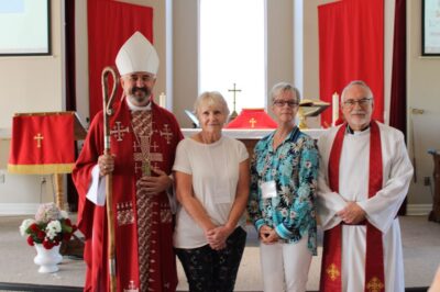 Bishop Shane Parker, Sandra Clark, Debbie Tweedle and Archdeacon Peter Crosby