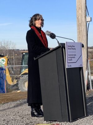 Wendy Jocko speaks at the podium