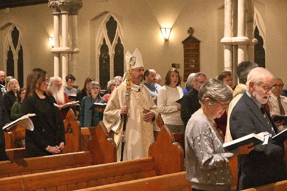 Bishop Shane Parker processes in to Christ Church Cathedral, Ottawa.