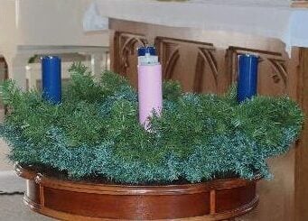 Advent wreath at St. Clare's, Winchester, Ont.