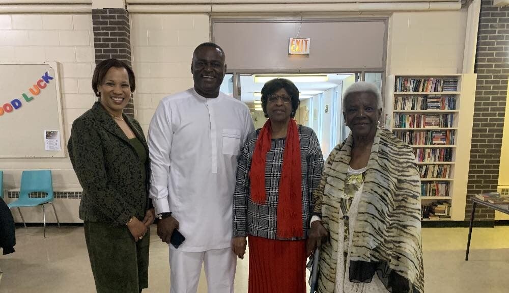 Yolande Parsons, the Rev. Julian Campbell, Carlene Lucas, and Sheila Pitt.