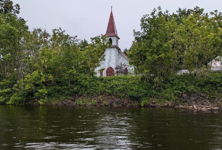 View of The Church of the Good Shepherd, Wakefielf from a kayak.