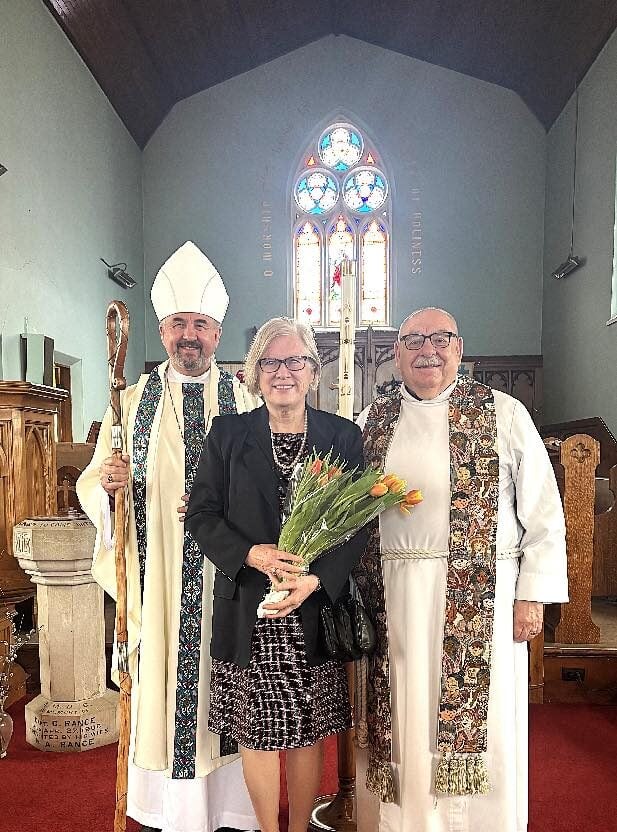 The Reverend Al Budzin, Katherine Shadbolt Parker and Bishop at a recent parish visit in St Paul’s Osgoode.