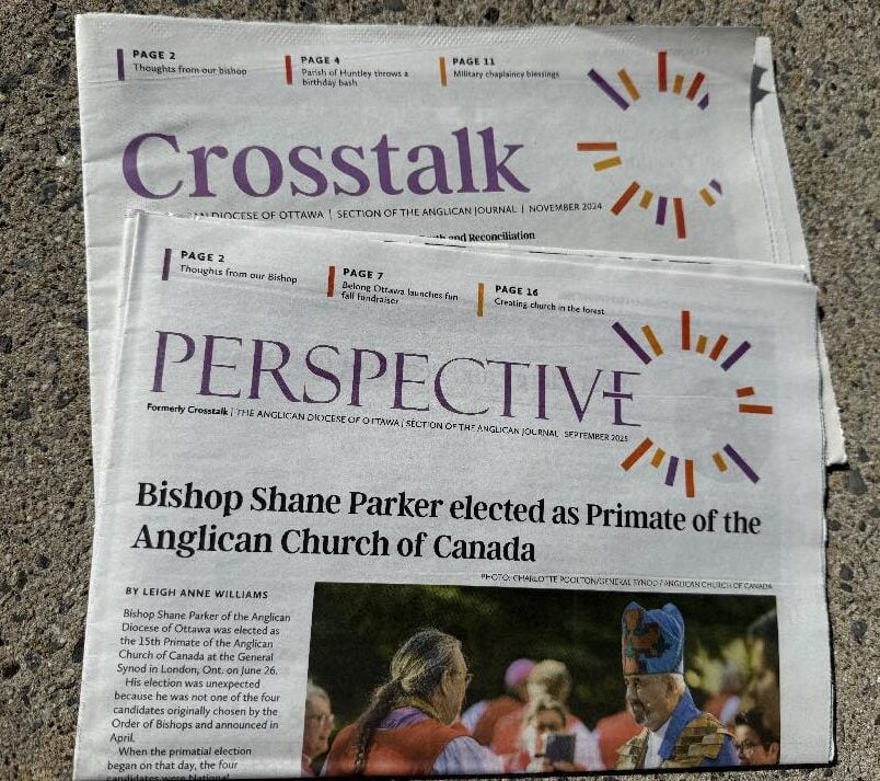 Two copies of the newspaper with the old name and new name