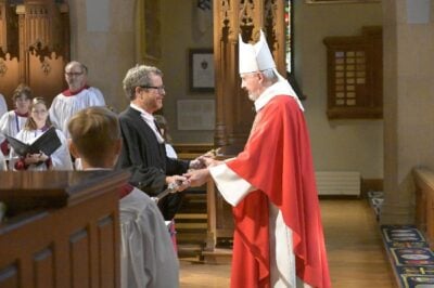 Archbishop Parker Returning the Diocesan Crozier to Chancellor Canon Henry Schultz.
