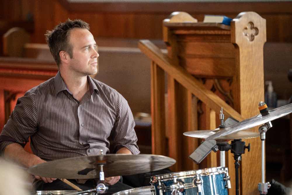 Jamie Holmes on drums plays with the Mark Ferguson Quartet for jazz vespers at St. Paul's Osgoode.
