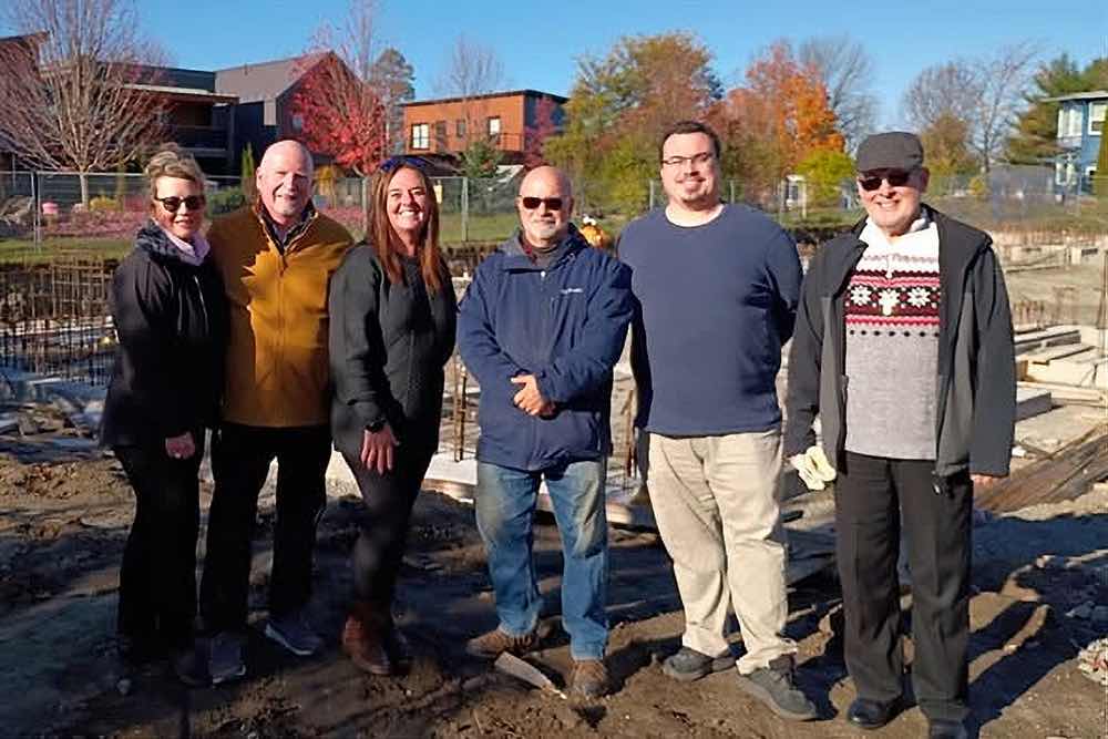 The Community Housing Initiative Perth steering committee at the groundbreaking ceremony for their 15-unit affordable housing building, from left, Claire Smith, co chair; Brian Perkin, media relations; Alison Newsom, Carebridge Community Support; David Kroetsch of St James, founding co-chair; Mac Girouard, social media and tenant support; Canon Ken Davis, founding co-chair and former rector of St. James the Apostle.