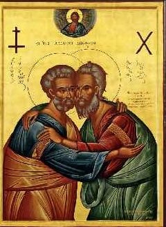 Patriarch Athenagoras commissioned this icon as a gift for Pope Paul VI as they worked to reconcile the Catholic and Orthodox churches.