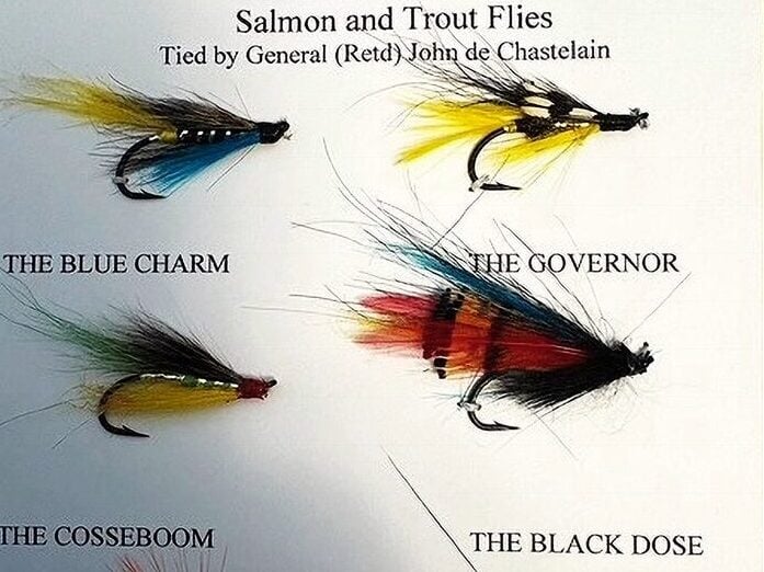 Colourful fishing flies for catching salmon and trout