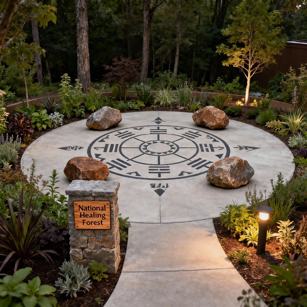 A plan for the garden in the shape of a Medicine Wheel.