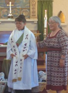 The stole the Rev. Aigah wore at the time of her ordination in 2015 was sewn by her mother and sisters. 